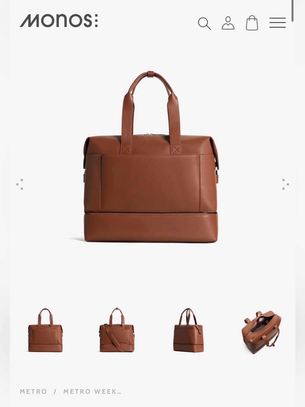 Monos Mahogany Vegan Leather Weekender - Women’s Travel Bag